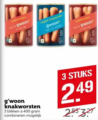 Coop G'woon knakworsten 400g aanbieding