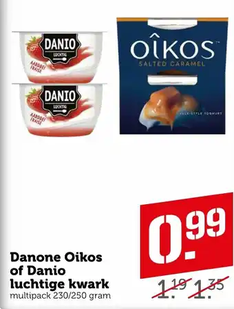 Coop Danone Oikos of Danio luchtige kwark 230/250g aanbieding