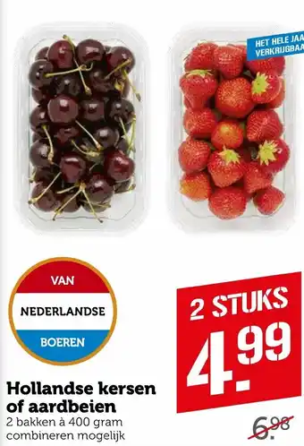 Coop Hollandse kersen of aardbeien 400g aanbieding