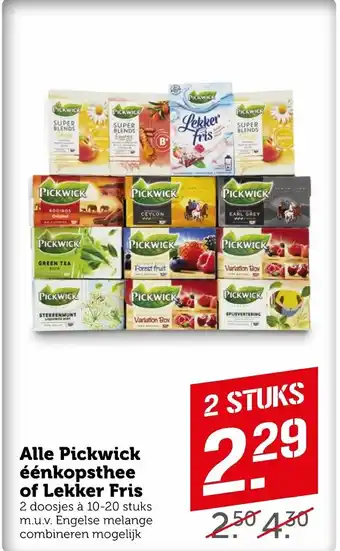 Coop Alle pickwick eenkopsthee of lekker fris aanbieding