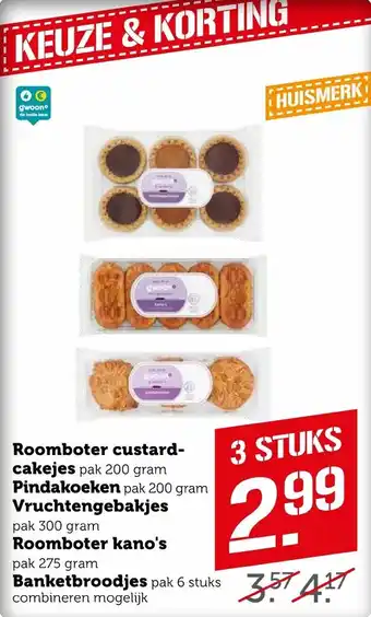 Coop Roomboter custard cakejes aanbieding