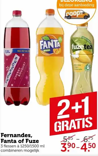 Coop Fernandes, Fanta of Fuze 1250/1500ml aanbieding