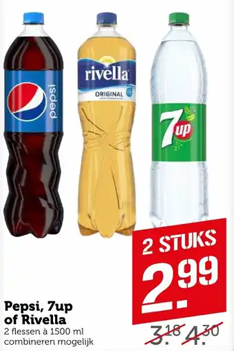 Coop Pepsi, 7up of Rivella 1500ml aanbieding