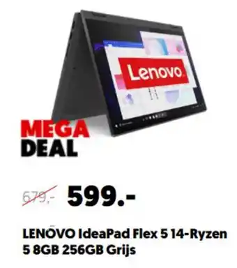 MediaMarkt Lenovo IdeaPad Flex 5 14-Ryzen 5 8GB 256GB Grijs aanbieding