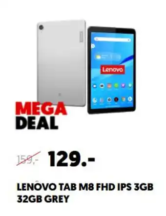 MediaMarkt Lenovo Tab M8 FHD IPS 3GB 32GB Grey aanbieding