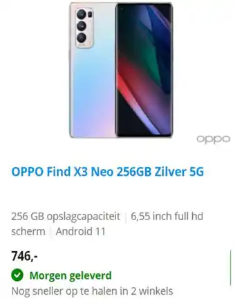 Coolblue OPPO Find X3 Neo 256 GB Zilver 5G aanbieding