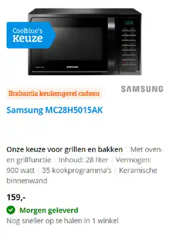 Coolblue SAMSUNG MC28H5015AK aanbieding