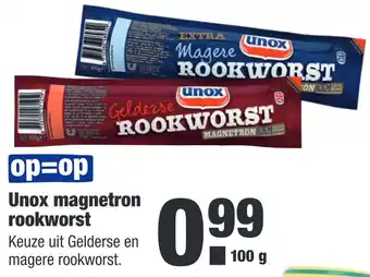 ALDI Unox magnetron rookworst aanbieding