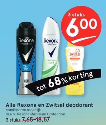 Etos Alle Rexona en Zwitsal deodorant aanbieding