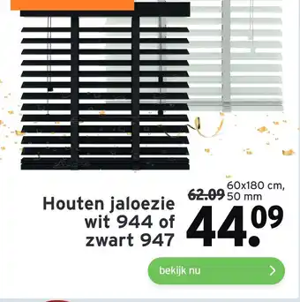 GAMMA Houten jaloezie wit 944 of zwart 947 aanbieding