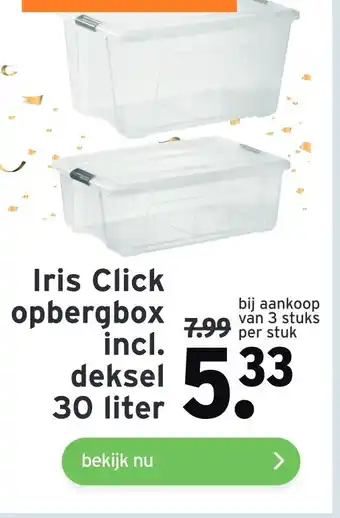 GAMMA Iris Click opbergbox incl. deksel 30 liter G. aanbieding