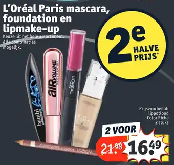 Kruidvat L'Oréal Paris mascara, foundation en lipmake-up aanbieding