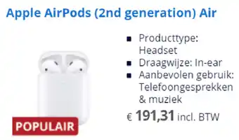 Max ICT Apple AirPods 2nd gen aanbieding