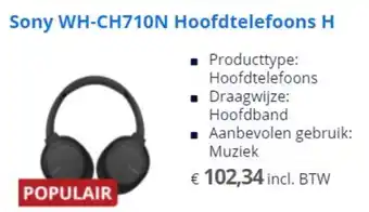 Max ICT SONY WH-CH710N Hoofdtelefoons aanbieding