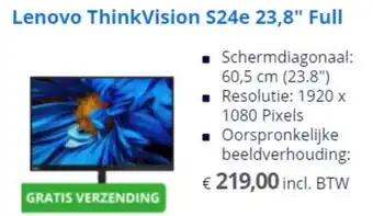 Max ICT Lenovo ThinkVision S24e 23.8" Full aanbieding