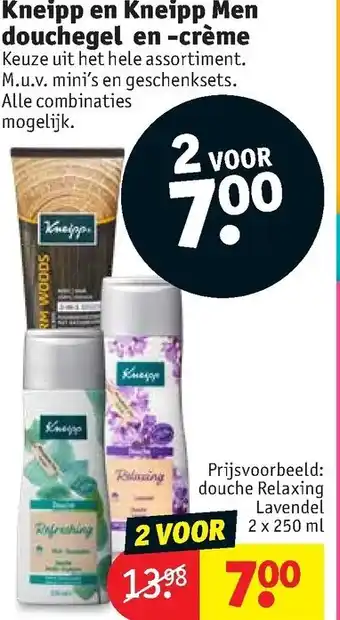 Kruidvat Kneipp en kneipp men douchegel en-creme aanbieding