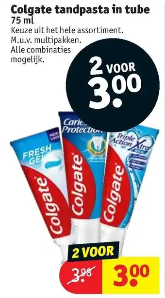 Kruidvat Colgate tandpasta in tube 75ml aanbieding