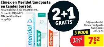 Kruidvat Elmex en meridol tandpasta en tandenborstel aanbieding