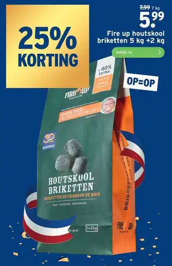 GAMMA Fire up houtskool briketten 5 kg +2 kg aanbieding