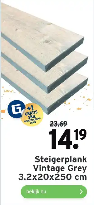 GAMMA Steigerplank Vintage Grey 3.2x20x250 cm aanbieding