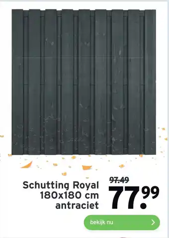 GAMMA Schutting Royal 180x180 cm antraciet aanbieding