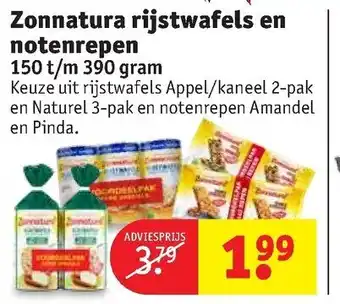 Kruidvat Zonnatura rijstwafels en notenrepen 390g aanbieding