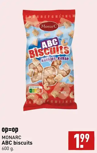 ALDI Monarc ABC biscuits 600g aanbieding