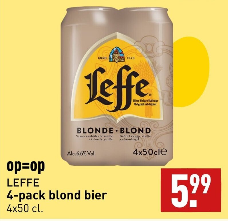 Leffe 4pack blond 4x50cl aanbieding bij ALDI