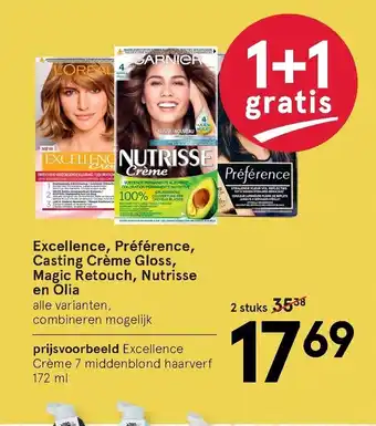 Etos Excellence, preference, casting creme gloss, magic retouch, nutrisse en olia aanbieding