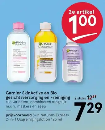 Etos Garnier skinactive en bio gezichtsverzorging en- reigniging aanbieding