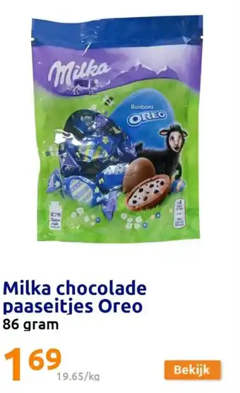 Action Milka chocolade paaseitjes oreo 86g aanbieding