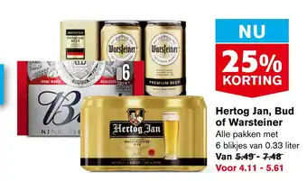 Hoogvliet Hertog jan, bud of warsteiner aanbieding