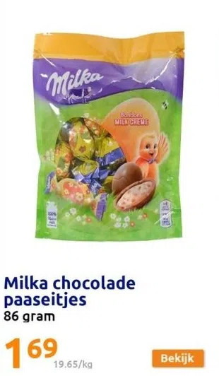 Action Milka chocolade paaseitjes aanbieding