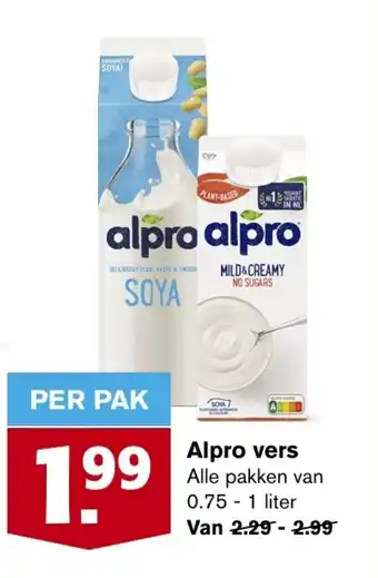 Hoogvliet Alpro vers 0.75-1 liter aanbieding