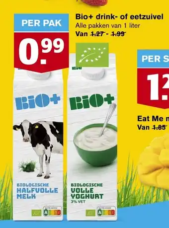 Hoogvliet Bio+ drink- of eetzuivel 1 liter per pak aanbieding