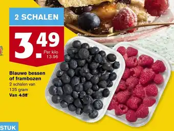 Hoogvliet Blauwe bessen of frambozen 125 gram aanbieding