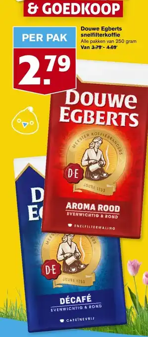 Hoogvliet Douwe Egberts snelfilterkoffie 250 gram aanbieding