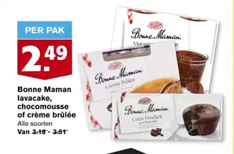 Hoogvliet Bonne Maman lavacake, chocomousse of creme brulee aanbieding