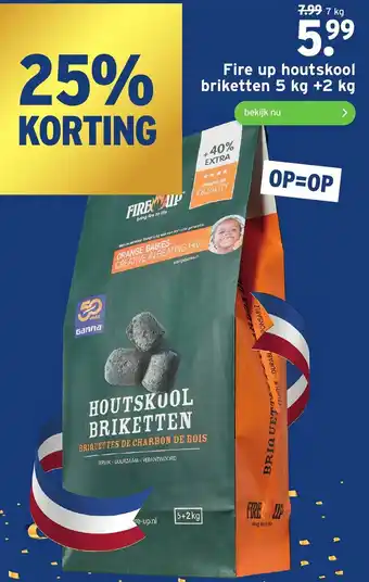 GAMMA Fire up houtskool briketten 5kg +2kg aanbieding