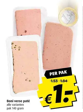 Boni Boni Verse Paté 140g aanbieding