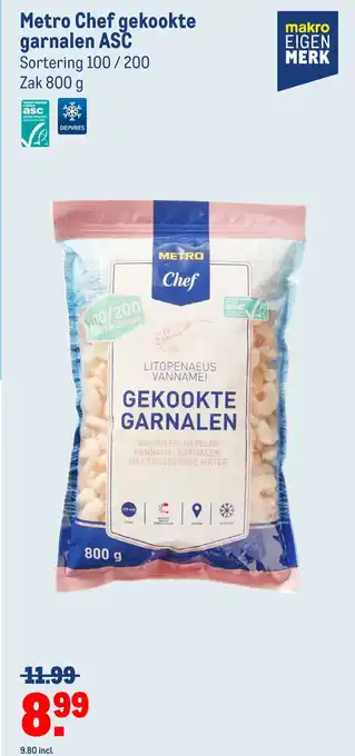 Makro Metro chef gekookte garnalen asc aanbieding