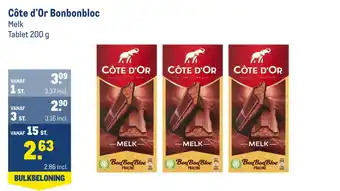 Makro Côte d'or bonbonbloc melk aanbieding