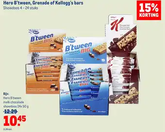 Makro Hero b'tween, grenade of kellogg's bars aanbieding