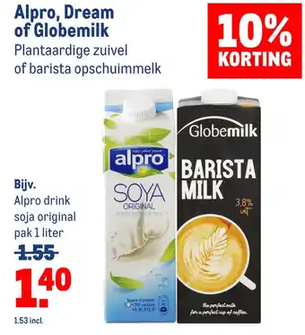 Makro Alpro, dream of globemilk aanbieding