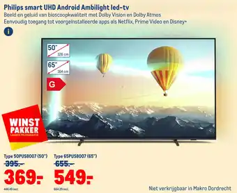 Makro Philips smart uhd android ambilight led-tv aanbieding