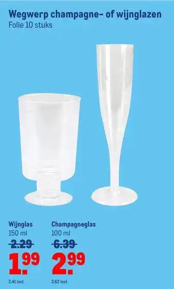 Makro Wegwerp champagne- of wijnglazen aanbieding