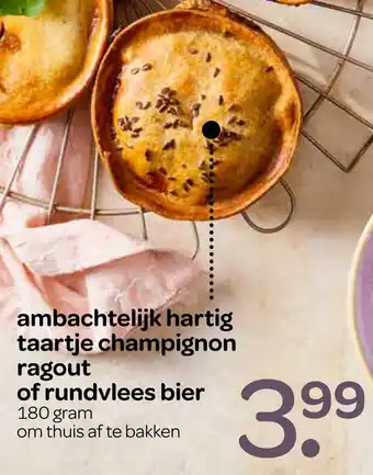 Spar Ambachtelijk hartig taartje champignon ragout of rundvlees bier  180g aanbieding