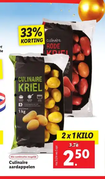 Lidl Culinaire aardappelen 2 x 1 kilo aanbieding