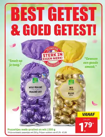 Lidl Paaseitjes melk-praline en wit 250 g aanbieding