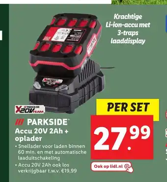 Lidl Parkside Accu 20V 2Ah + oplader aanbieding